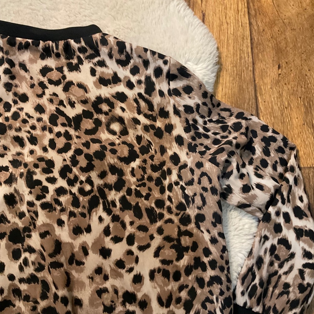 Spense Size Large Full Zip Leopard Long Sleeve Jacket Lightweight Womens Pockets - Picture 6 of 7